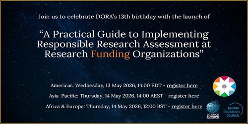 Invitation to attend online launch of a new research assessment Guide for Research Funding Organizations